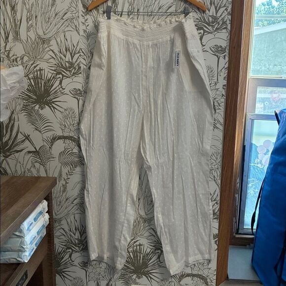 Old Navy 2X New White Polka Dot Pants Wide Leg Cover Up - Picture 2 of 6